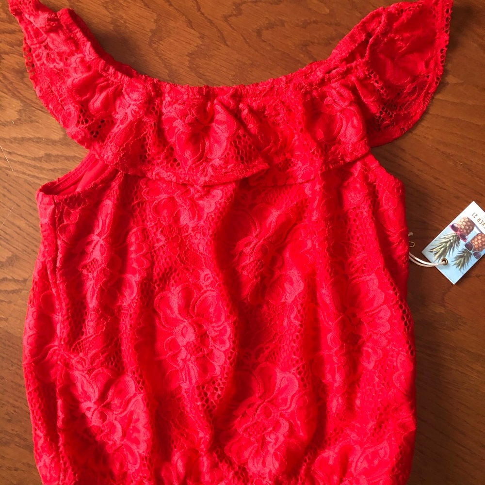 NWT girls forever 21 red lace top! 11/12